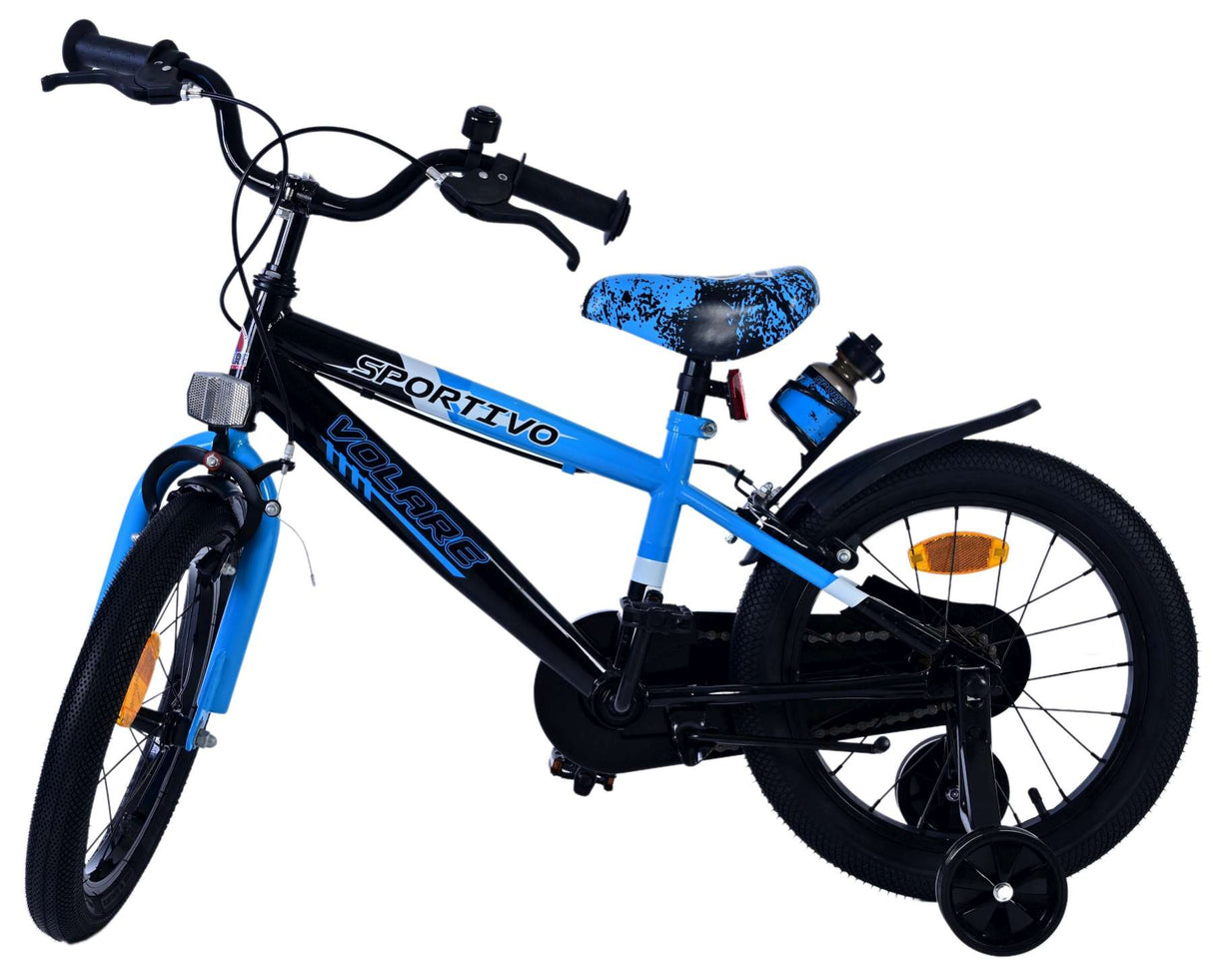 Volare Sportivo Kinderfahrrad für Jungen - 16 Zoll in Blau Schwarz mit Zweihandbremsen