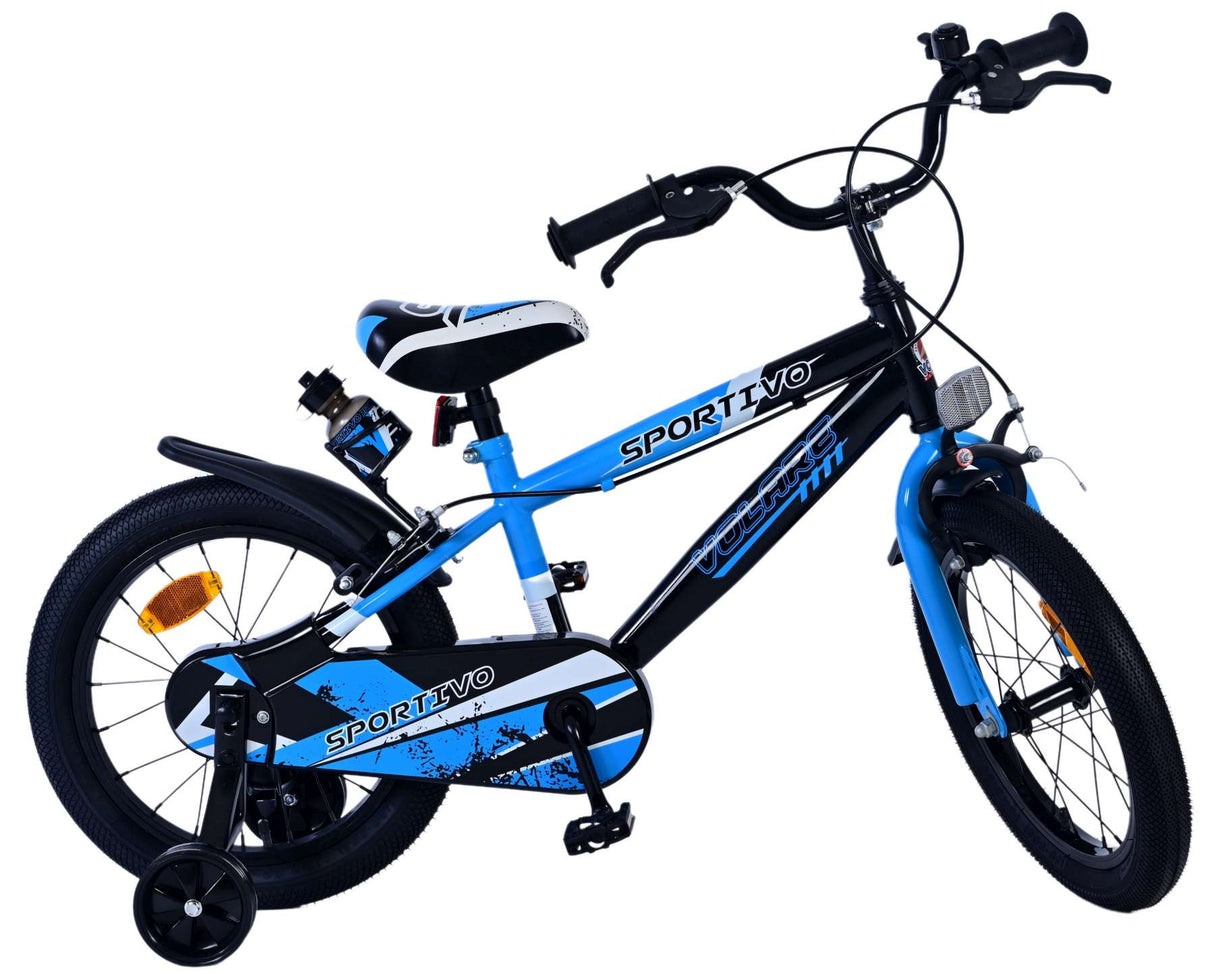 Volare Sportivo Kinderfahrrad für Jungen - 16 Zoll in Blau Schwarz mit Zweihandbremsen