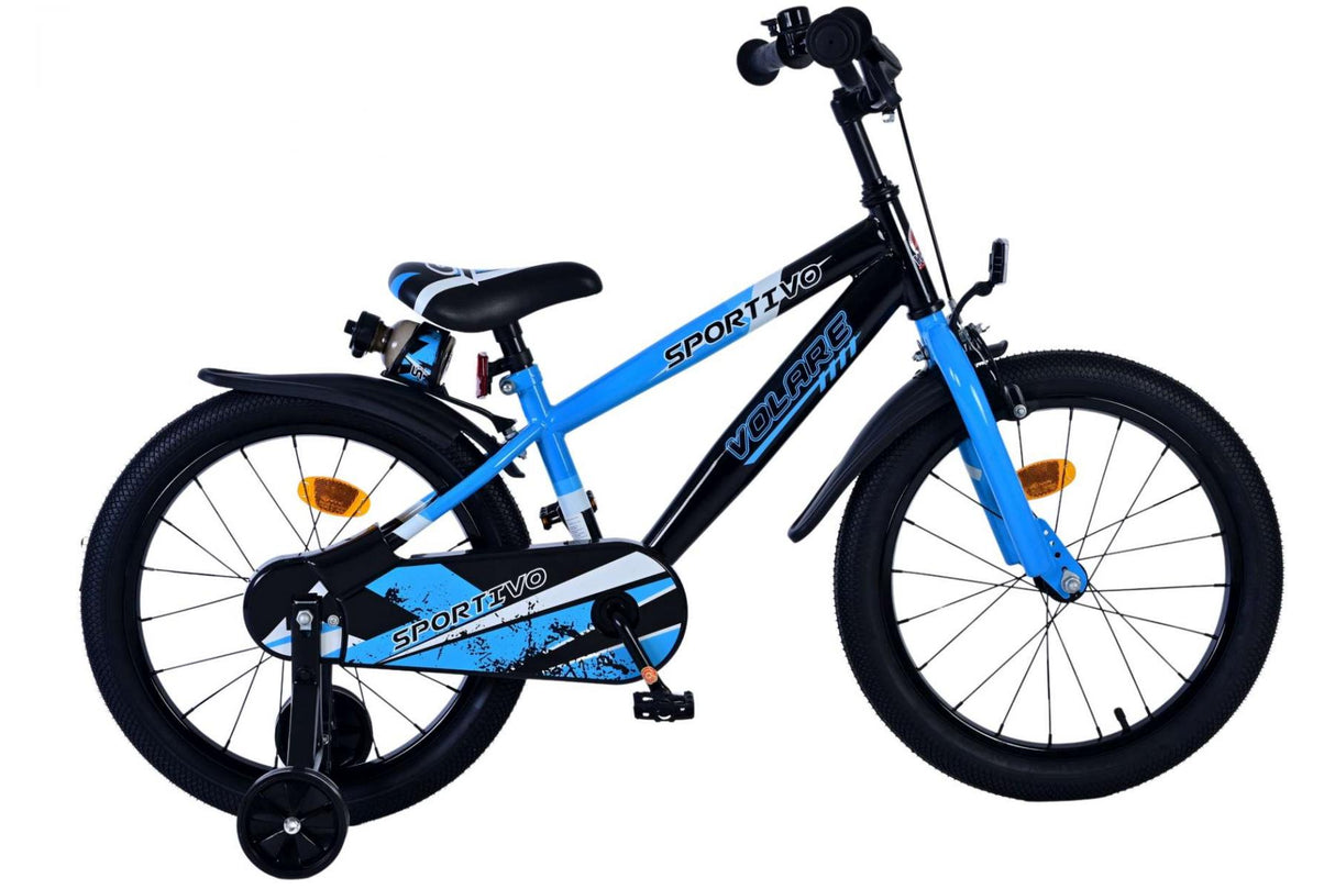 Volare Sportivo Kinderfahrrad für Jungen - 18 Zoll in Blau Schwarz für Kinder von 4 bis 7 Jahren