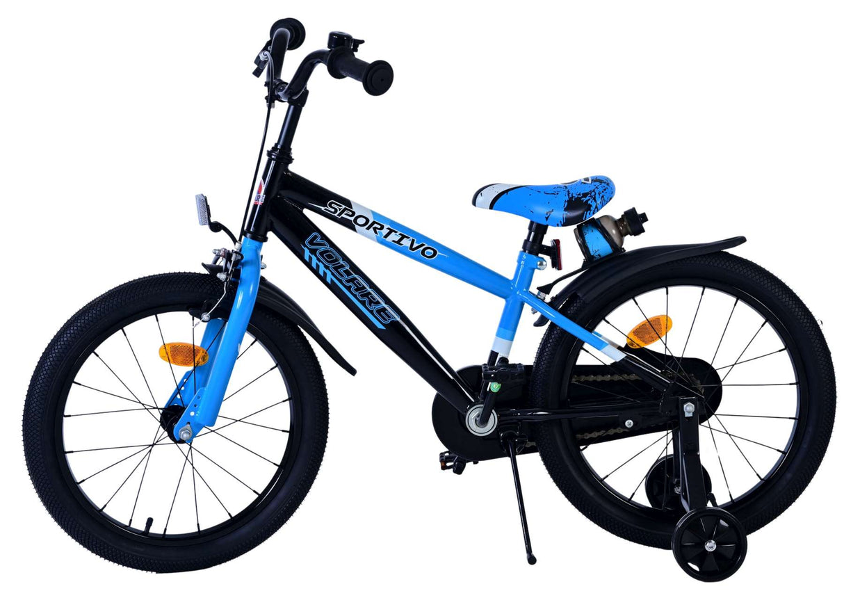 Volare Sportivo Kinderfahrrad für Jungen - 18 Zoll in Blau Schwarz für Kinder von 4 bis 7 Jahren