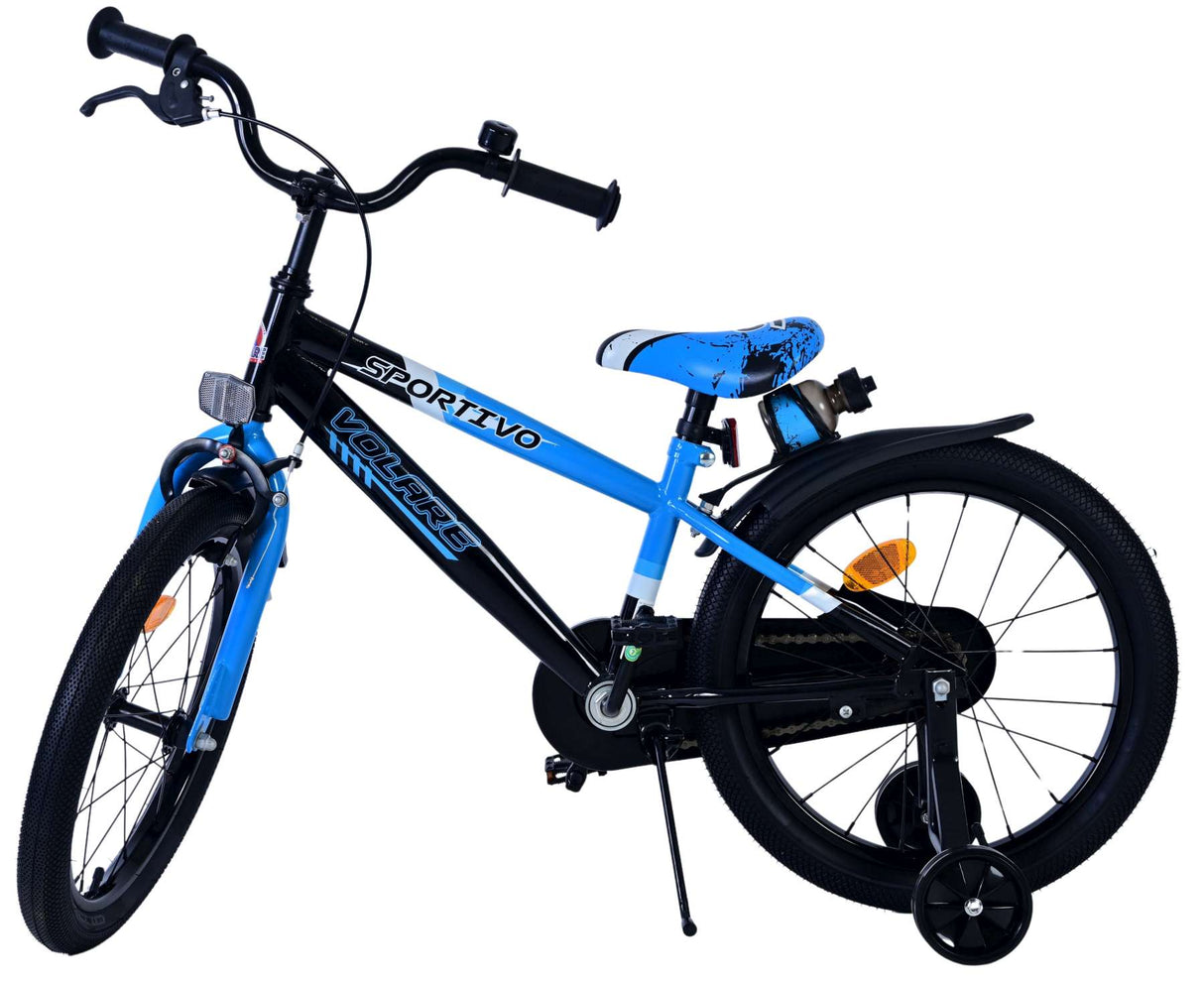 Volare Sportivo Kinderfahrrad für Jungen - 18 Zoll in Blau Schwarz für Kinder von 4 bis 7 Jahren