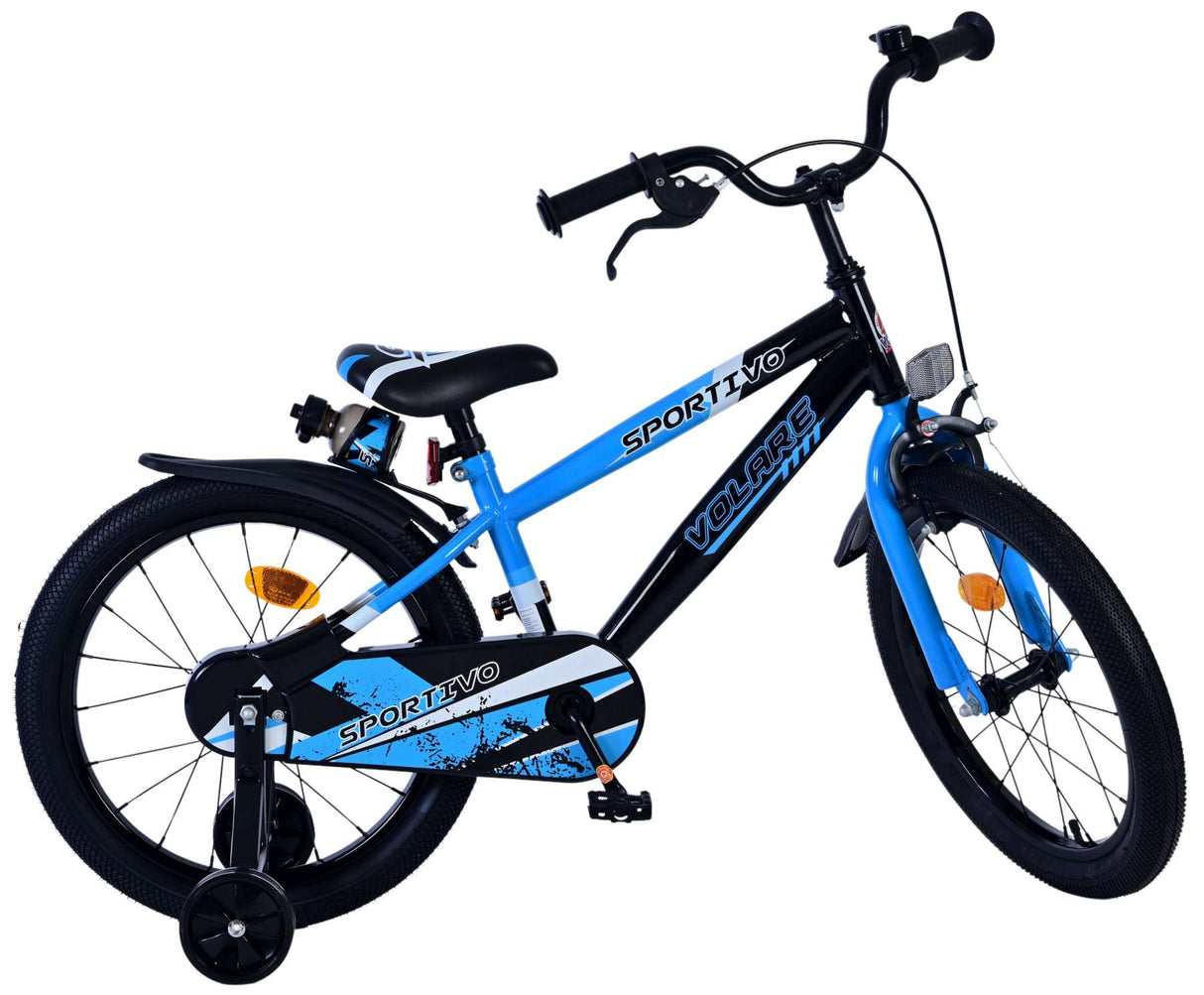 Volare Sportivo Kinderfahrrad für Jungen - 18 Zoll in Blau Schwarz für Kinder von 4 bis 7 Jahren