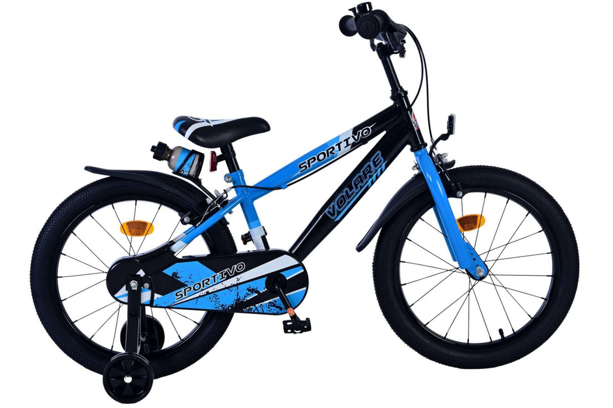 Volare Sportivo Kinderfahrrad für Jungen - 18 Zoll in Blau Schwarz mit Zweihandbremsen