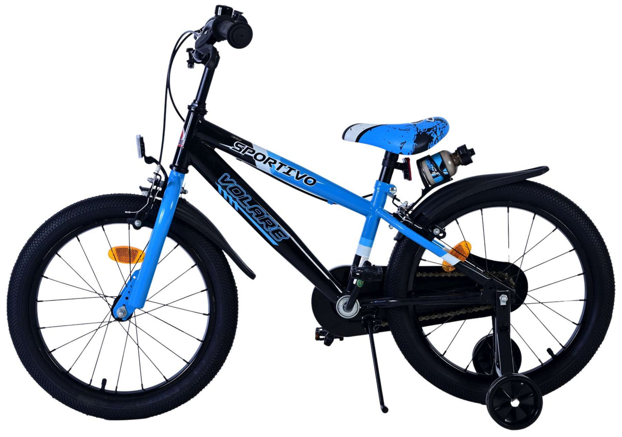 Volare Sportivo Kinderfahrrad für Jungen - 18 Zoll in Blau Schwarz mit Zweihandbremsen