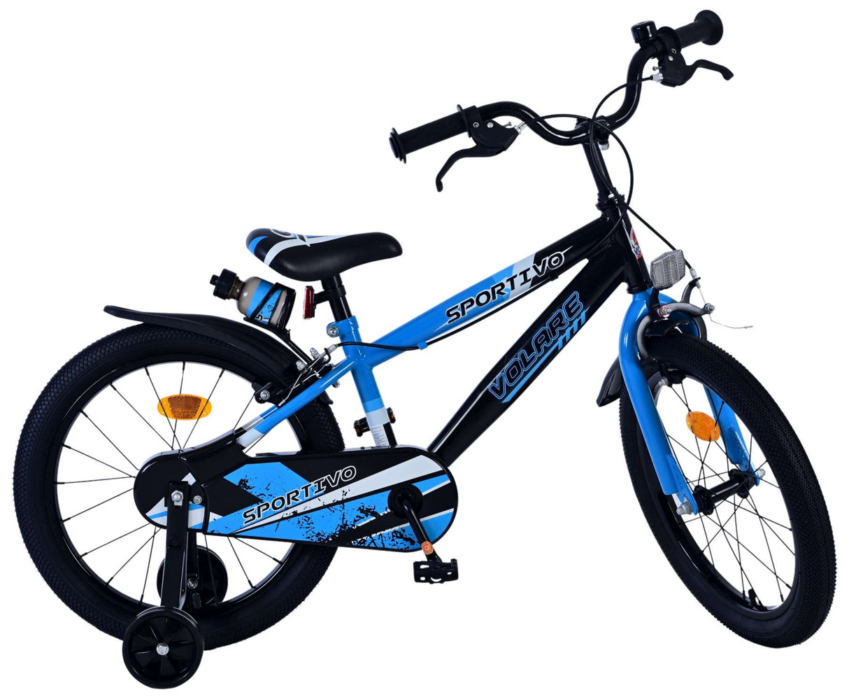Volare Sportivo Kinderfahrrad - Jungen - 18 Zoll - Blau Schwarz - Zweihandbremsen