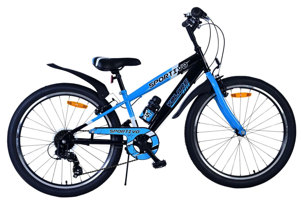 Volare Sportivo Kinderfahrrad für Jungen - 24 Zoll - 7 Gang - Schwarz Blau