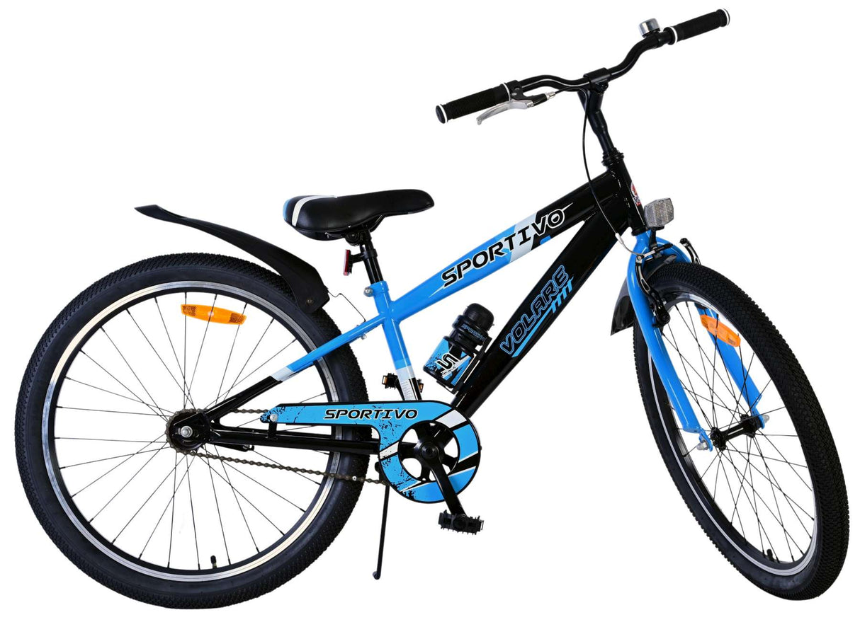 Volare Sportivo Kinderfahrrad für Jungen - 24 Zoll in Schwarz Blau für Kinder von 8 bis 10 Jahren