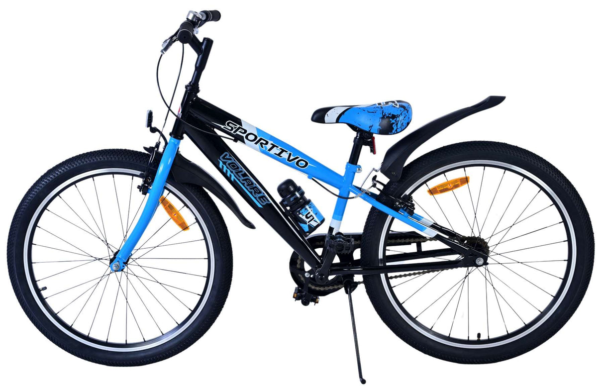 Volare Sportivo Kinderfahrrad für Jungen - 24 Zoll in Schwarz Blau mit Zweihandbremsen