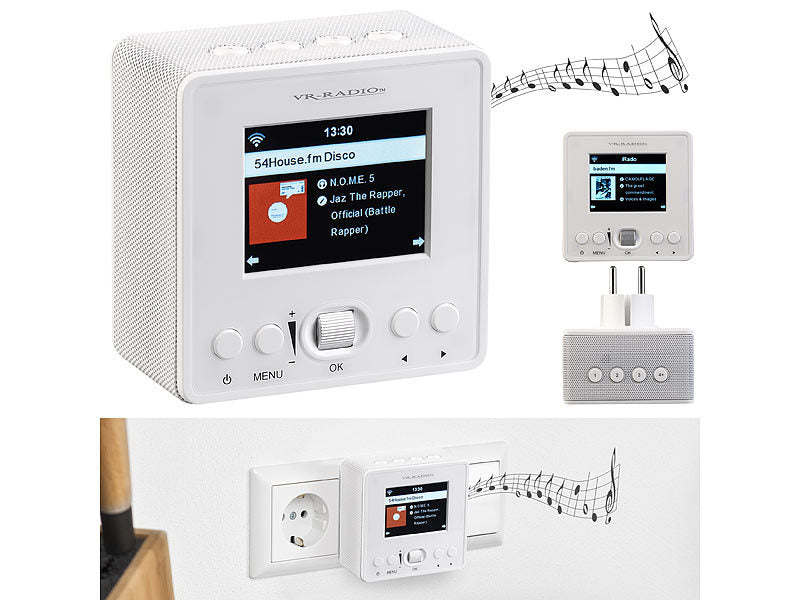VR-Radio IRS-310 Internet Steckdosenradio mit WLAN & Bluetooth 5, 6,1-cm-Display, 6 Watt