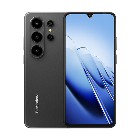 Vorder- und Rückseite des Blackview Wave 10 Smartphones in Schwarz