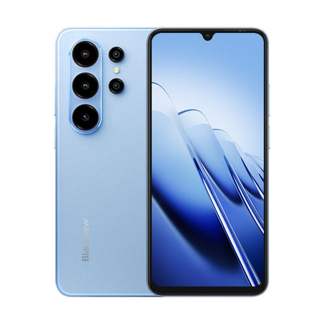Vorder- und Rückseite des Blackview Wave 10 Smartphones in Blau