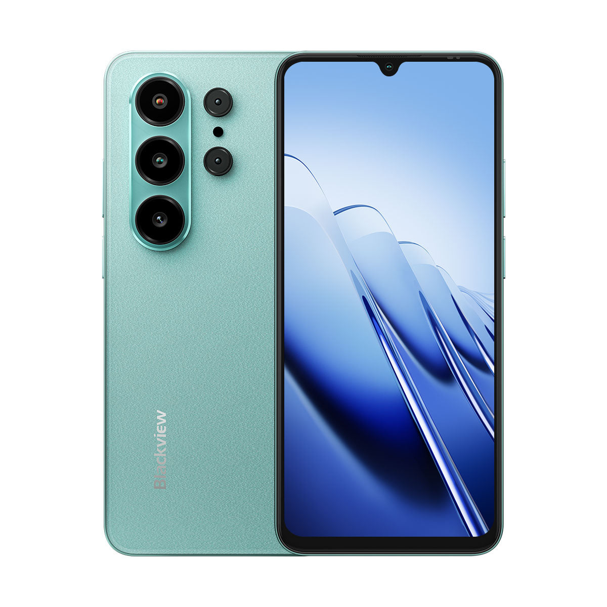 Vorder- und Rückseite des Blackview Wave 10 Smartphones in Grün