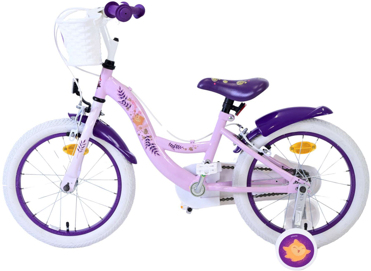 Volare Disney Wish Kinderfahrrad für Mädchen - 16 Zoll in Lila mit zwei Handbremsen