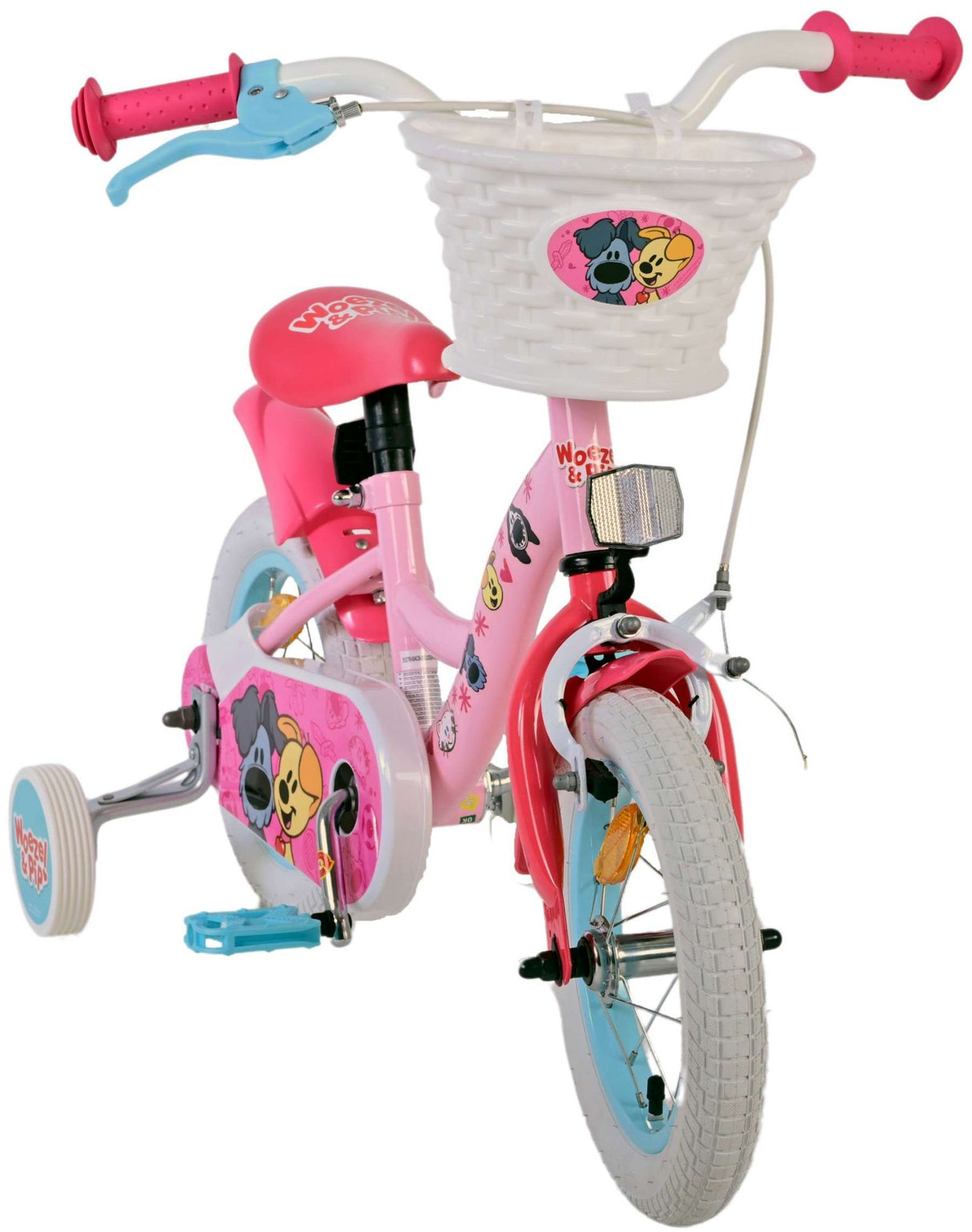 Volare Woezel & Pip Kinderfahrrad für Mädchen - 12 Zoll in Rosa mit Sicherheitsmerkmalen