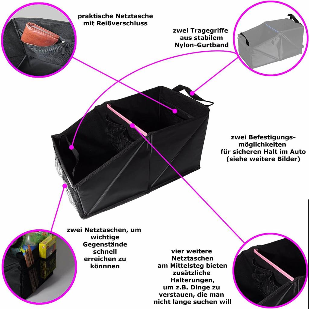 Wumbi Aufbewahrungsbox Pink KfZ Kofferraum Kofferraumtasche Organizer Auto Tasche