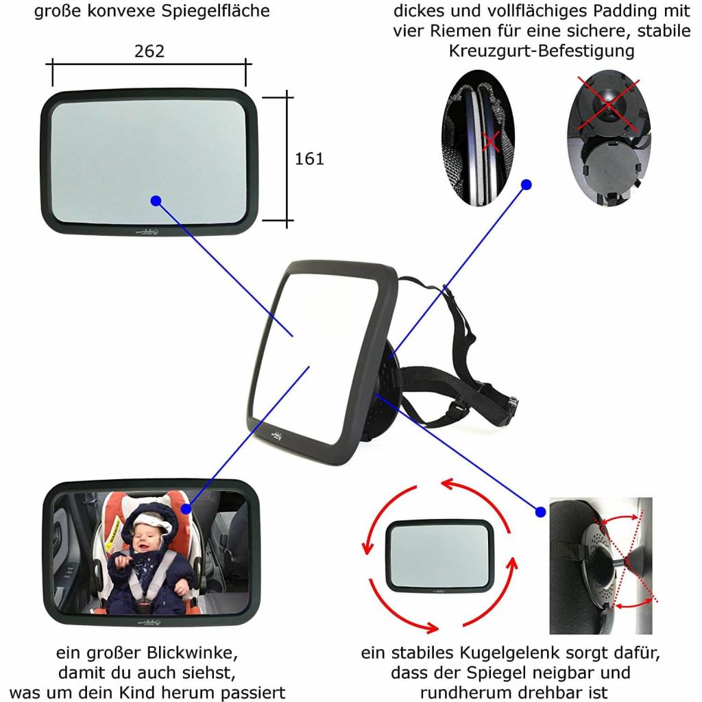 Wumbi Rücksitzspiegel Autospiegel Baby Erstausstattung Autositzspiegel Bruchsicher