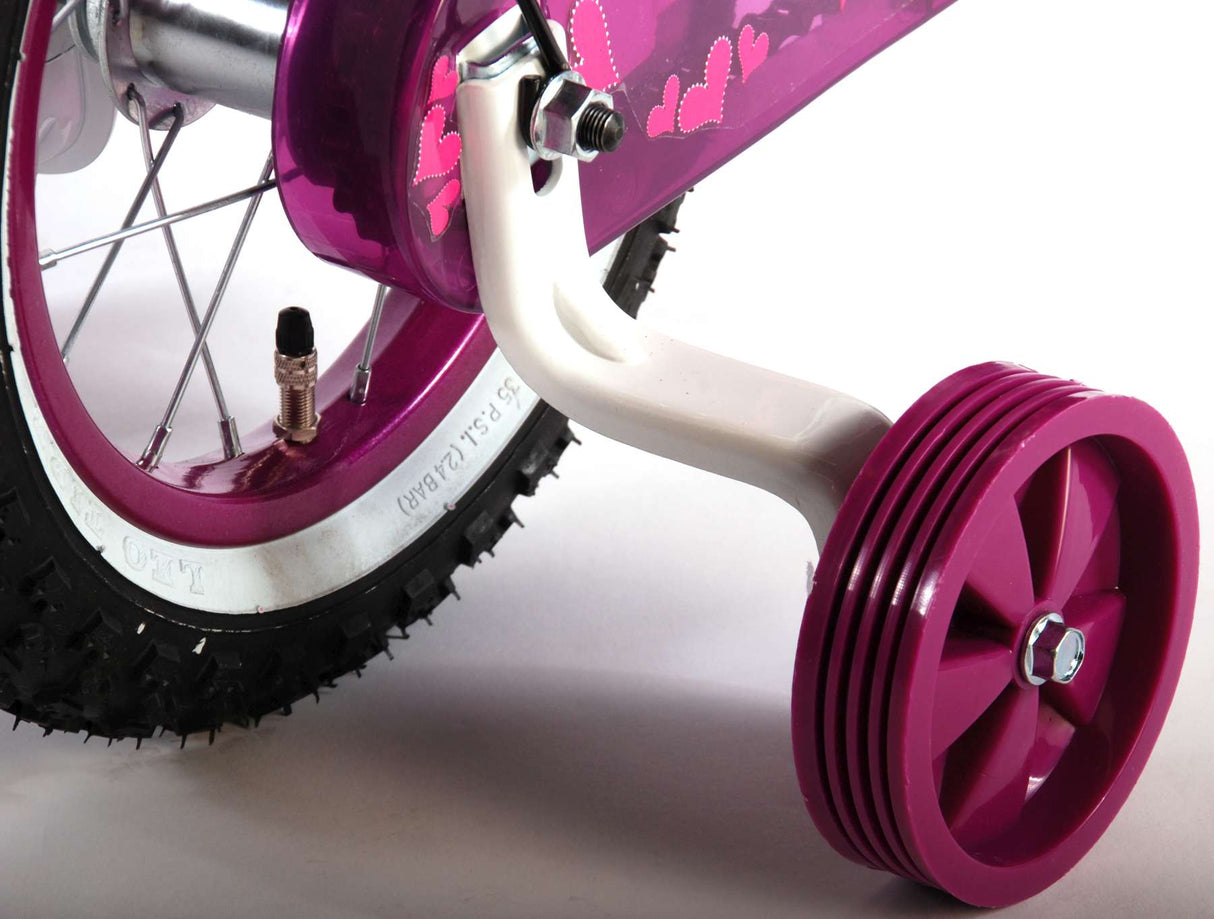 Volare Heart Cruiser Kinderfahrrad - Mädchen - 12 Zoll - Weiß/Lila