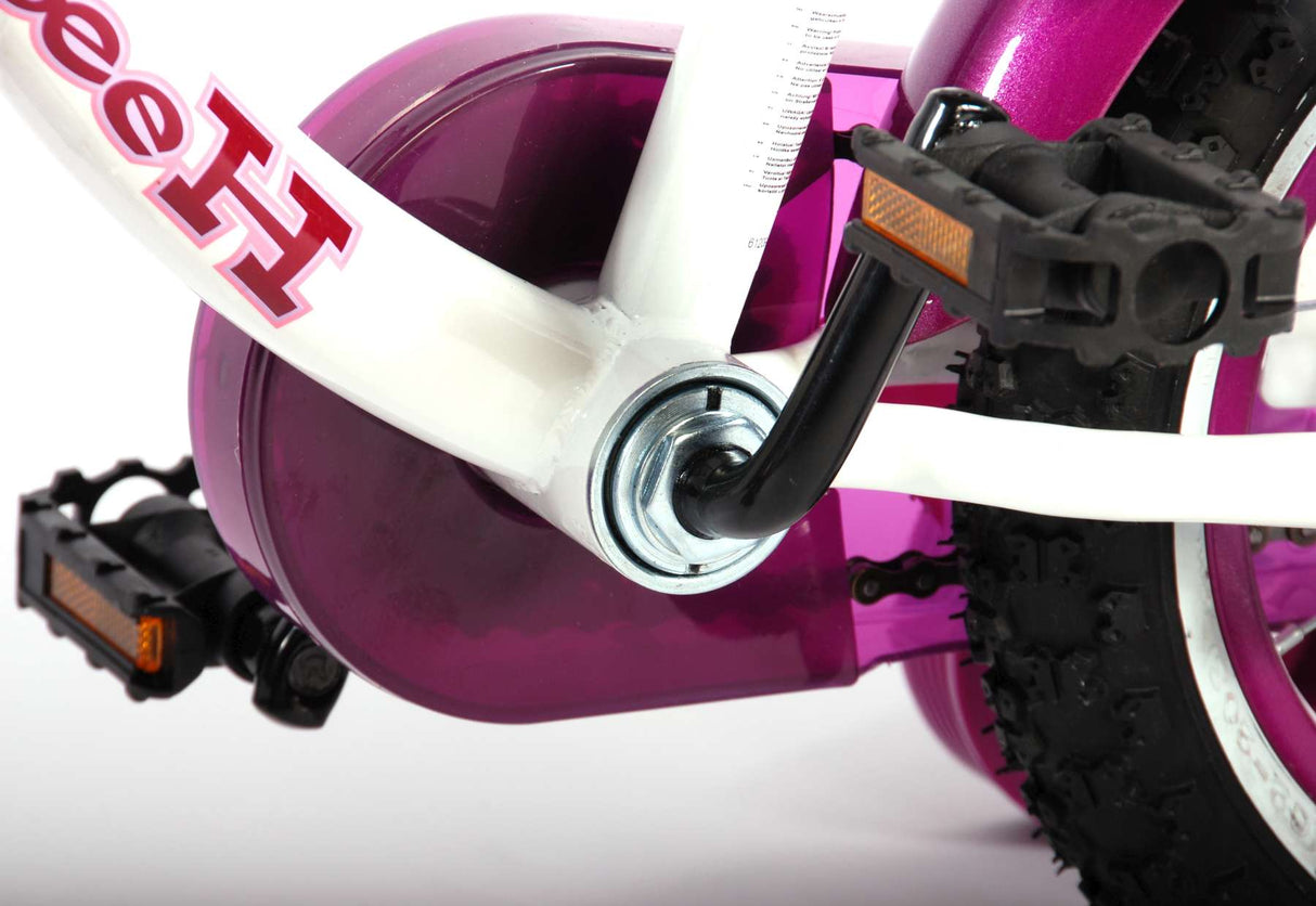 Volare Heart Cruiser Kinderfahrrad - Mädchen - 12 Zoll - Weiß/Lila