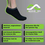 Zecond Zkin 8 Paar Sneaker Socken Gr. 32 - 38 schwarz Sommersocken Füßlinge aus Baumwolle