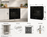 Zanussi ZOPKA2K6 Backofen in einer Küche mit Maßen und Einbauabmessung