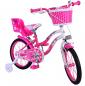Preview: Volare Lovely 16 Zoll Kinderfahrrad Pink/Weiß mit Hand- und Rücktrittbremse, abnehmbaren Stützrädern und praktischem Fahrradkorb