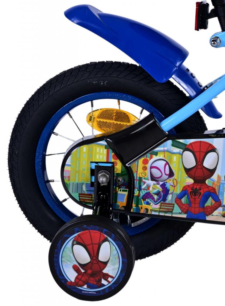 Spider-Man 12-Zoll-Kinderfahrrad mit Handbremse, Rücktrittbremse und abnehmbaren Stützrädern - Offiziell lizenziertes Produkt